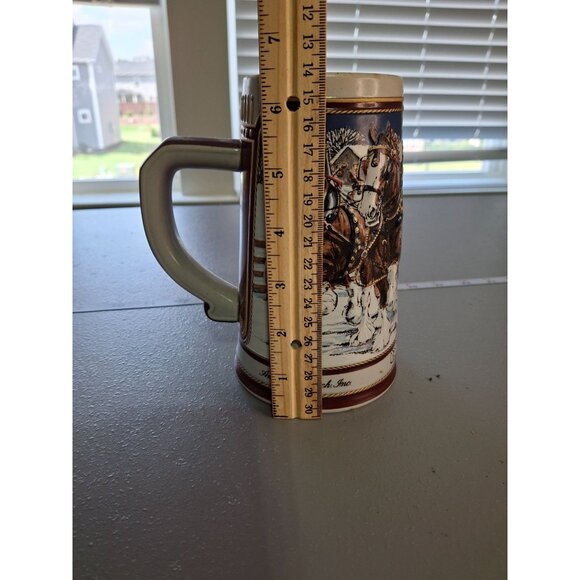 1989 Budweiser Holiday Beer Stein Clydesdales Collector Series Anheuser Busch - Picture 8 of 9